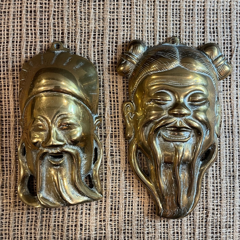 Vintage Chinese Brass Faces